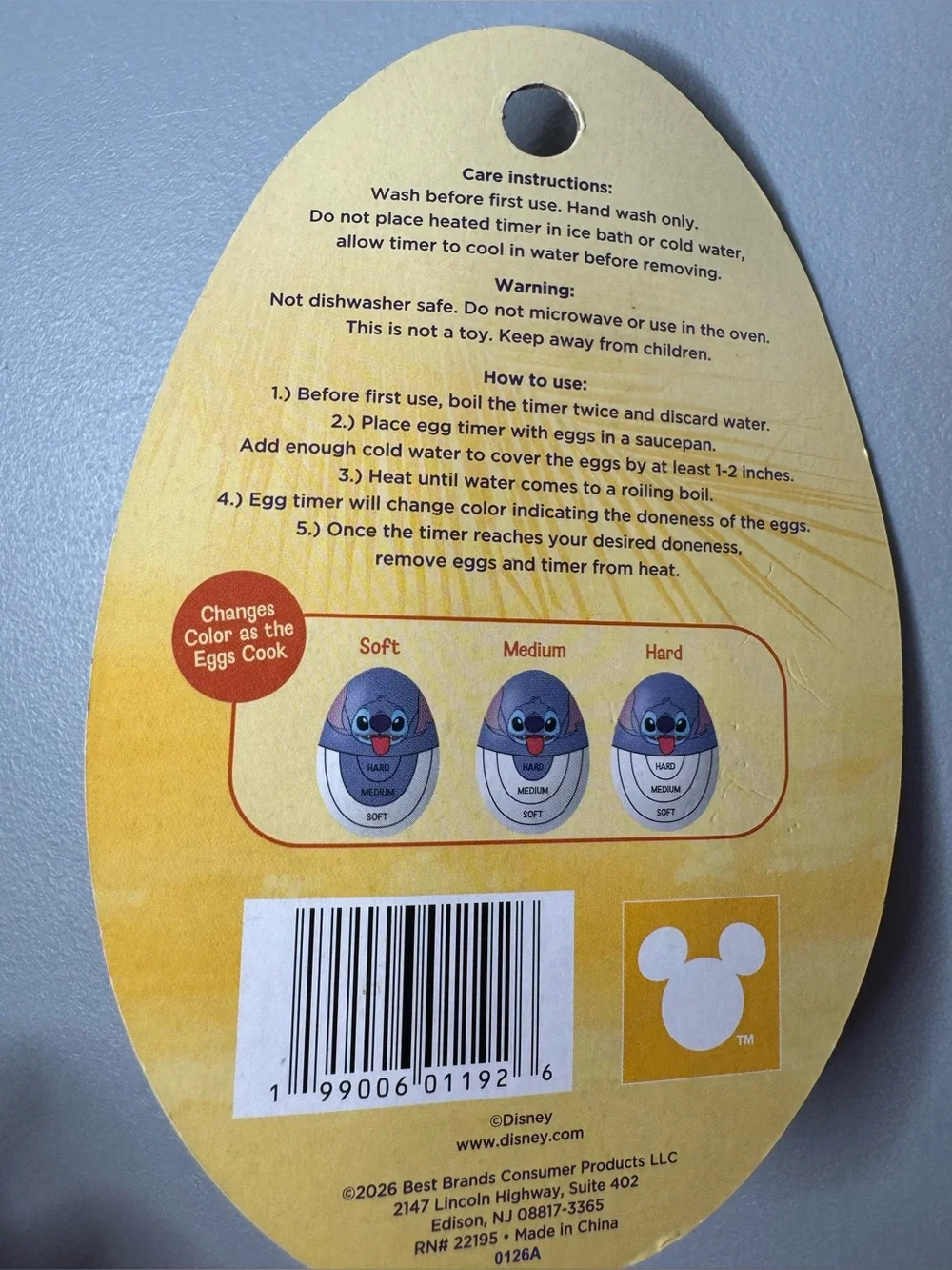 Disney Stitch Blue Color-Changing Egg Timer changes color as egg cooks